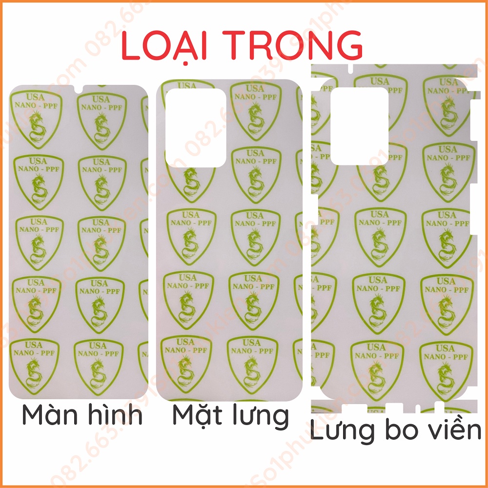 Dán PPF Realme c35 / Narzo 50A Prime loại trong, nhám dành cho màn hình, mặt lưng, lưng bo viền
