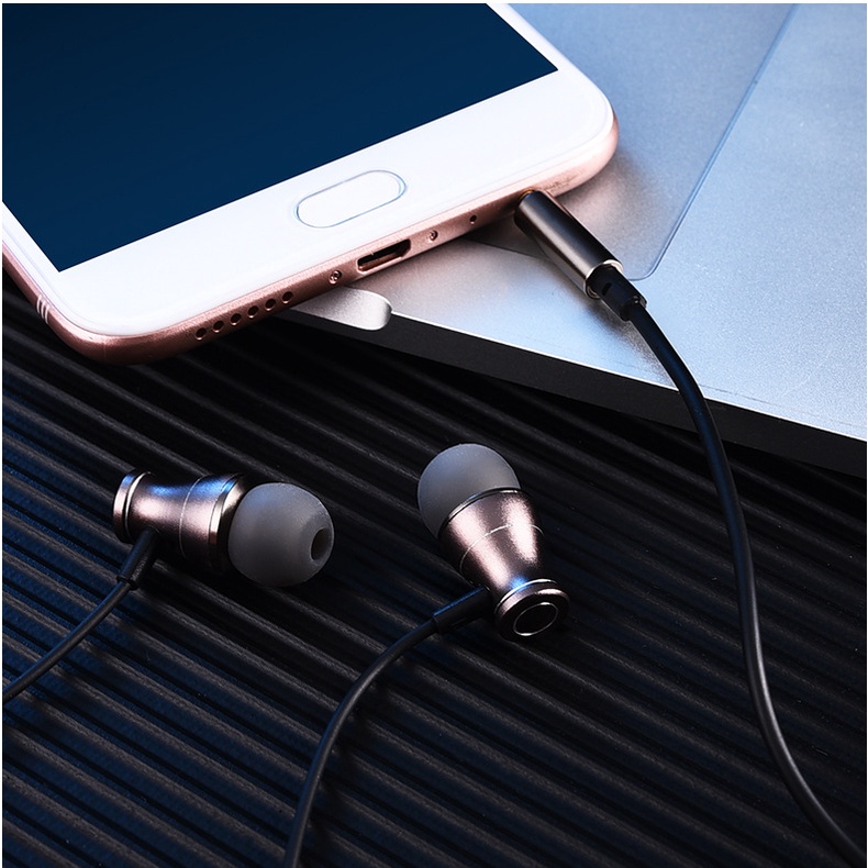Tai nghe giảm tiếng ồn có dây 3.5mm Thiết kế hấp thụ nam châm trong tai nhét tai loa siêu trầm