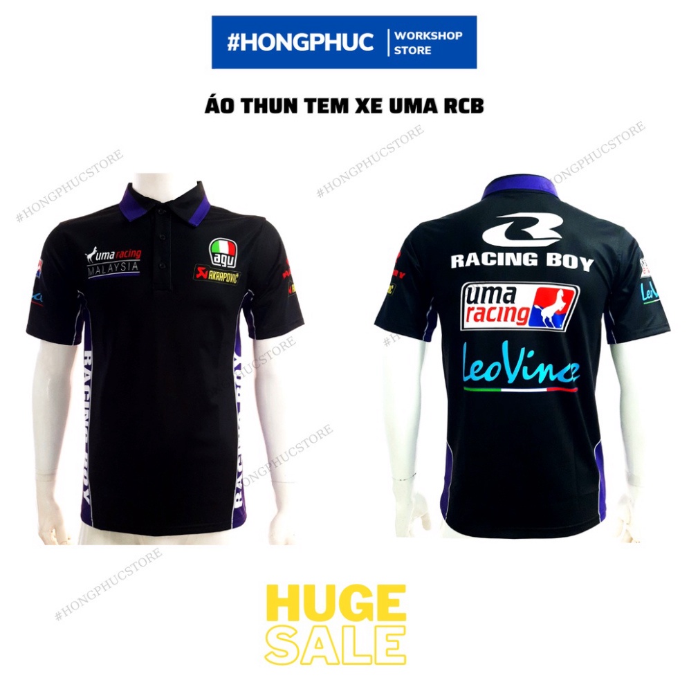 Áo thun tem xe Uma Racing boy CỔ TRỤ ( Size Từ 40kg --> 90kg) - chất thun lạnh co dãn 4 chiều [BALOBULL]