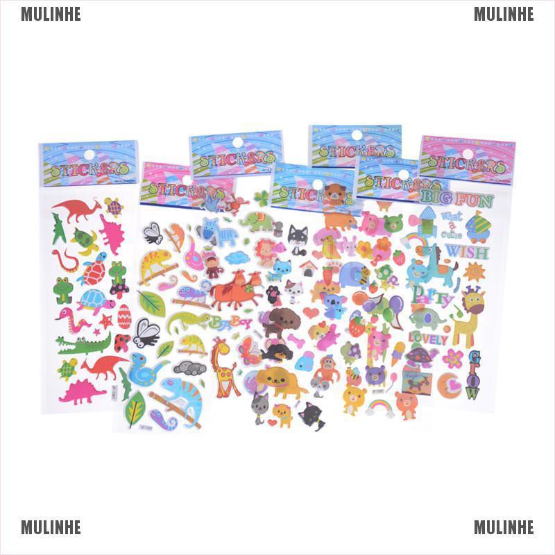 Set 6 Tấm Hình Dán Động Vật Hoạt Hình Đáng Yêu Cho Bé