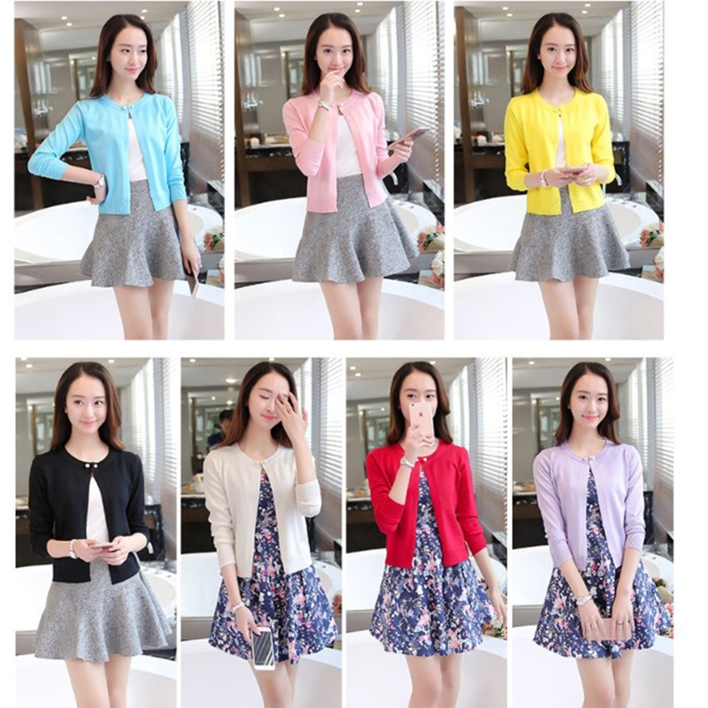 Áo Cardigan Tay Dài Dáng Rộng Màu Trơn Phong Cách Pháp Thời Trang Mùa Hè Cho Nữ