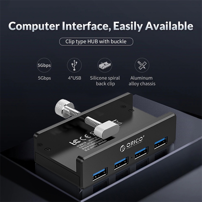Orico HUB Chia 4 Cổng USB 3.0 5Gbps Cho Máy Tính Bàn / Laptop 10-32mm Kèm Cáp 150cm