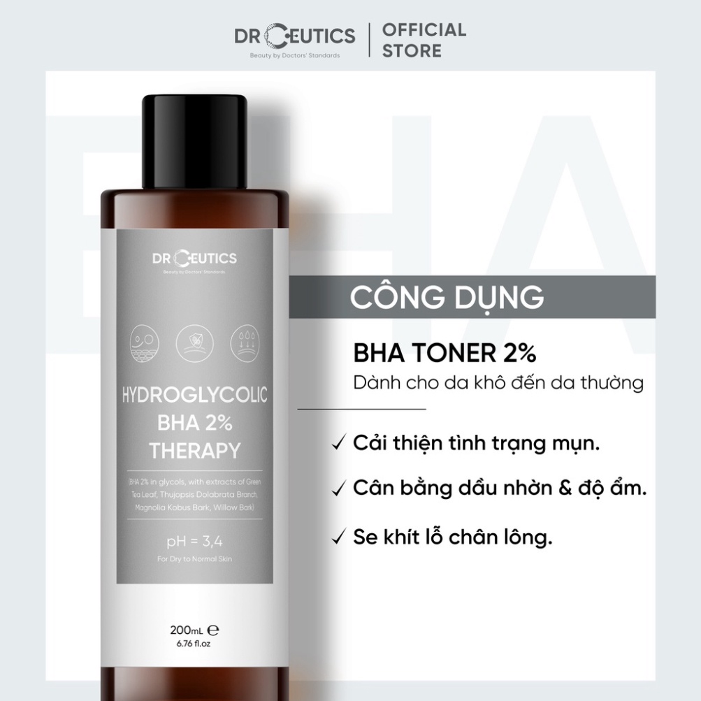 Toner Làm Sạch Và Cân Bằng Da DrCeutics BHA 2% - Thi Vũ