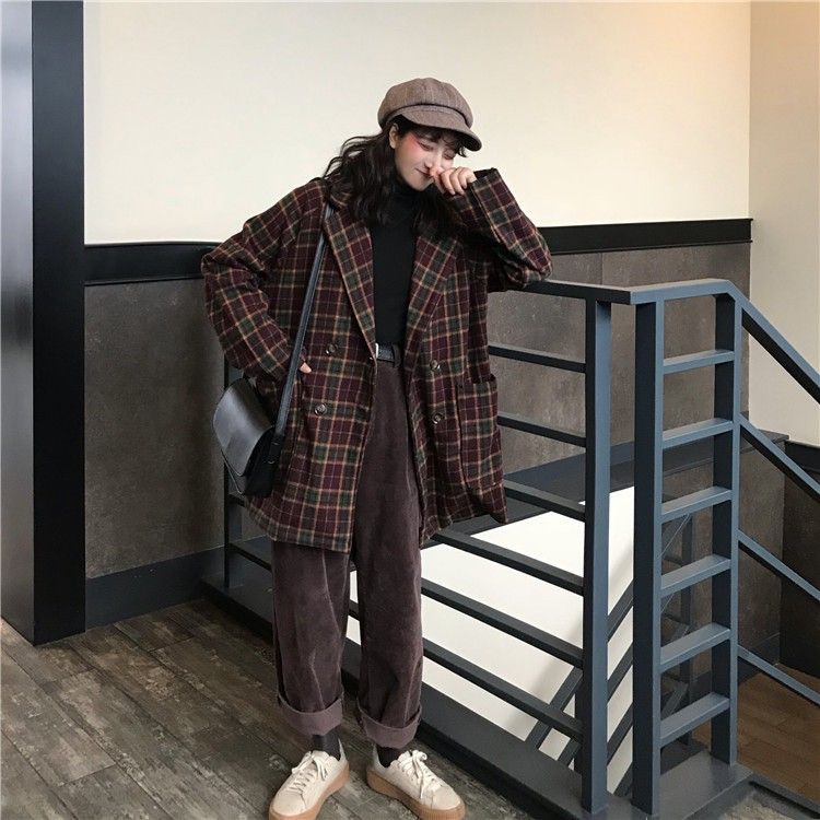 Áo Blazer Đỏ mận sọc caro (C71) – Hàng order