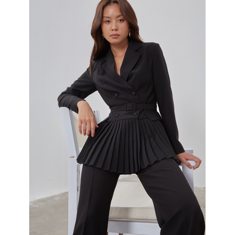 COCO SIN - Áo Vest Đen Phối Dập Ly