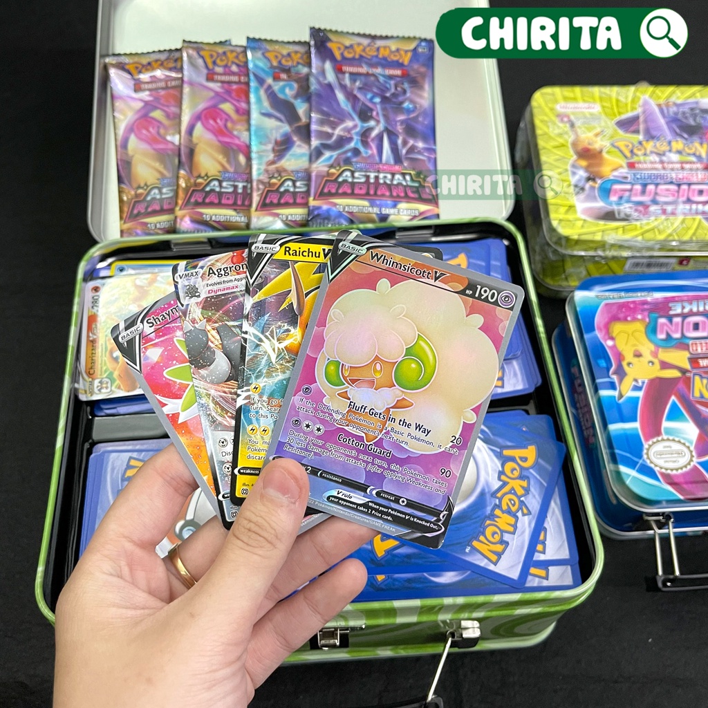 Bài Pokemon HỘP SẮT TCG Trading Card Game - Đồ Chơi Cho Bé Thẻ Bài Pokemon Tcg Bằng Giấy Cao Cấp Chirita