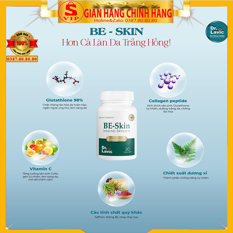 [Auth - MUA 1 TẶNG 1] Viên uống trắng da toàn thân Dr.Lavic dưỡng trắng căng bóng da/ Dưỡng trắng da,đánh bay làn da màu