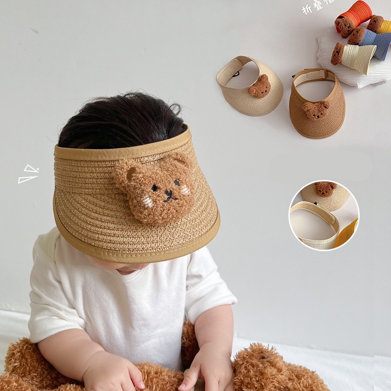 Nón Lưỡi Trai Hở Chóp Bằng Cói Phong Cách Hàn Quốc Dễ Thương Dành Cho Các Bé