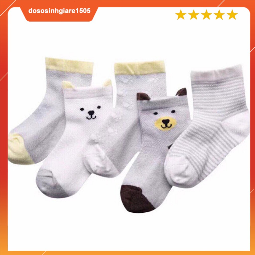 Set 5 đôi Vớ Cotton lưới thoáng mát cho bé từ 6 tháng đến 2 tuổi/ Tất em bé