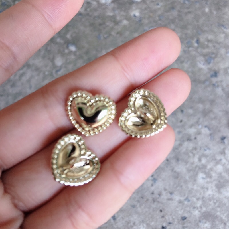 NÚT ĐỒNG KIỂU HÌNH TRÁI TIM size 1.5cm;1.8cm ;2.3cm