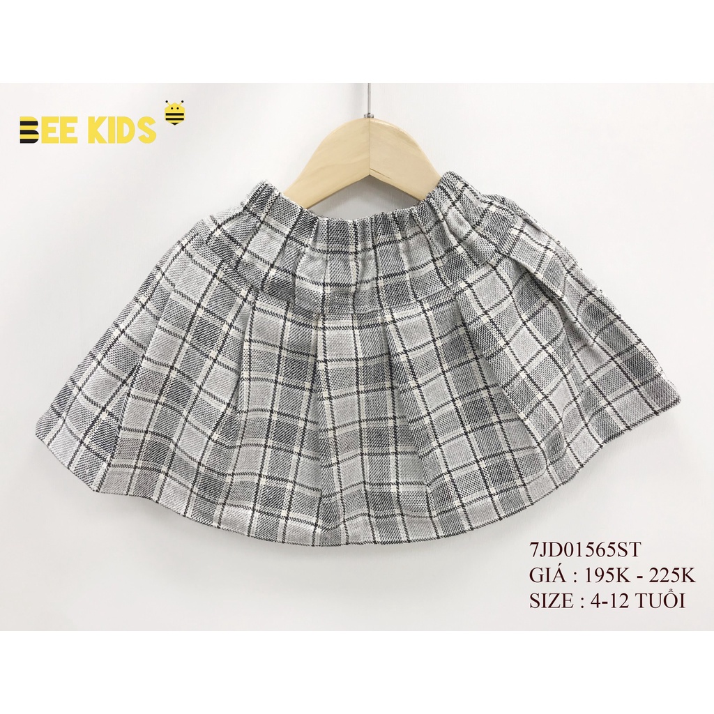 Chân váy dạ xếp ly bé gái từ 4 đến 12 tuổi thiết kế kẻ ô xinh xắn BEEKIDS 7JD01565ST