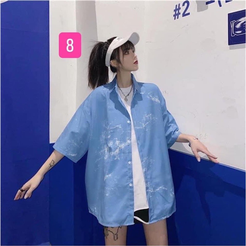 Áo sơ mi hoạ tiết hot trend cá tính cổ sơ mi phom rộng ngắn tay chất liệu mát mẻ loại đẹp phong cách Ulzzang Hàn Quốc | BigBuy360 - bigbuy360.vn