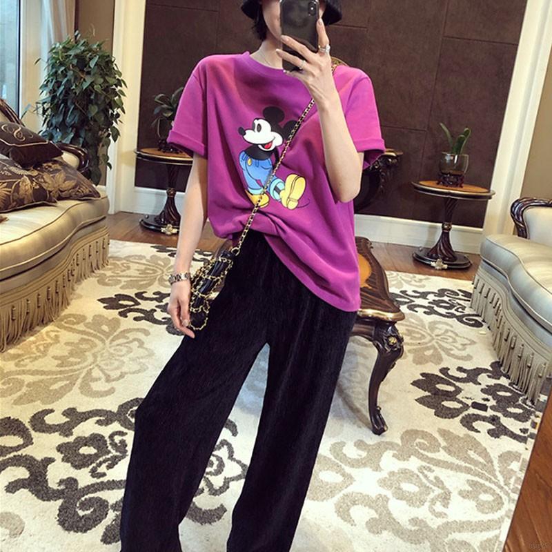 Áo Thun Nữ Tay Dài In Hình Hoạt Hình Phong Cách Hàn Quốc