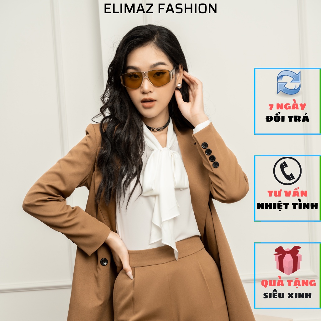 Áo vest nữ công sở ELIMAZ Blazer dài tay chất siêu nhẹ túi giả trước ngực