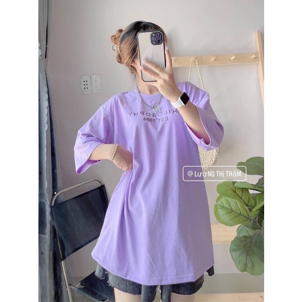 [Rẻ vô địch] Áo thun cotton tay lỡ dáng rộng unisex hilosophy freesize 3865kg