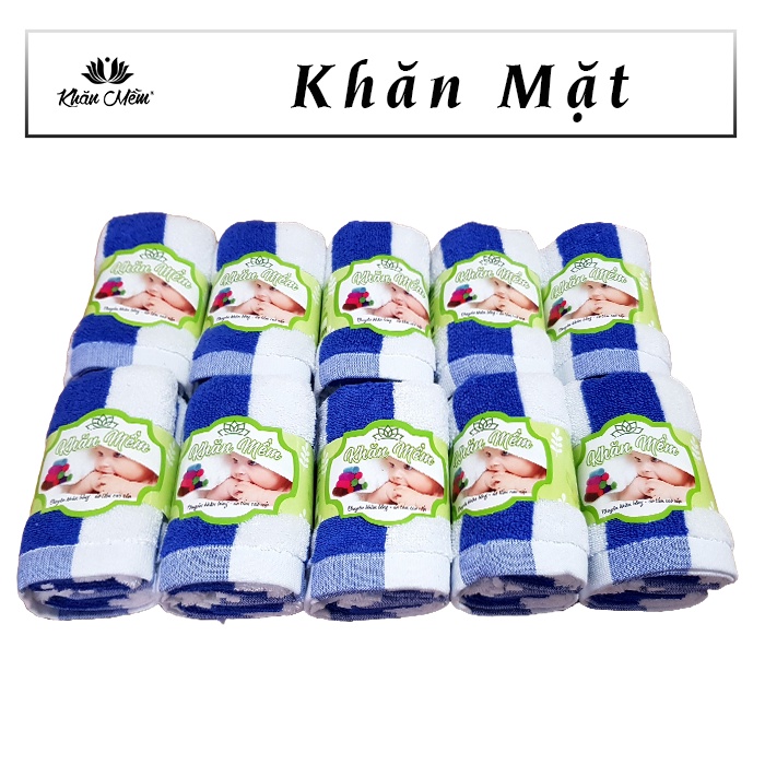 Combo 10 Khăn Mặt Cao Cấp Khăn Mềm 100% Cotton, Dày Dặn Mềm Mịn, Không Ra Màu, Không Sổ Lông, Thấm Hút Nước Tốt