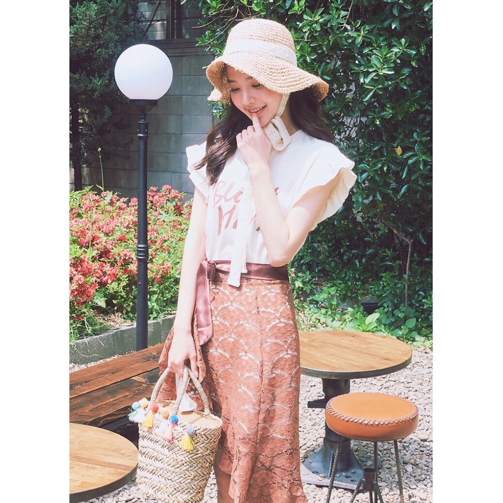 Mũ Cói Đi Biển vành rộng chống nắng vintage LUHAZO Tiểu Thư Mẫu Mới thắt nơ Quảng Châu K3t5