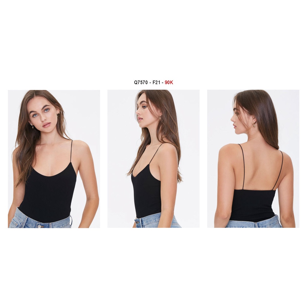 Q7570 - Bodysuit thun gân F21 2 dây, trơn