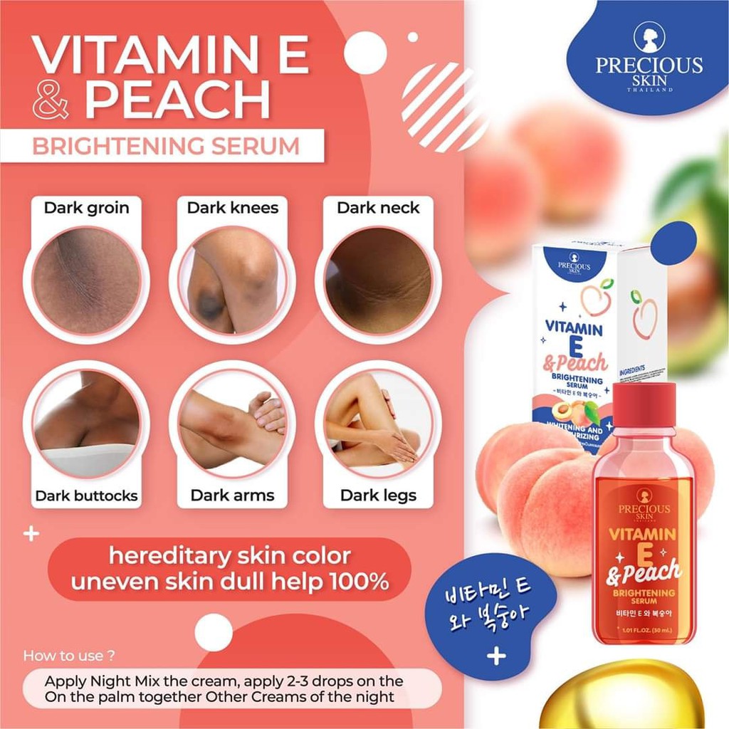 01 Chai Serum Sáng Da Mờ Thâm Vitamin E &amp; Peach BRIGHTENING 30ml