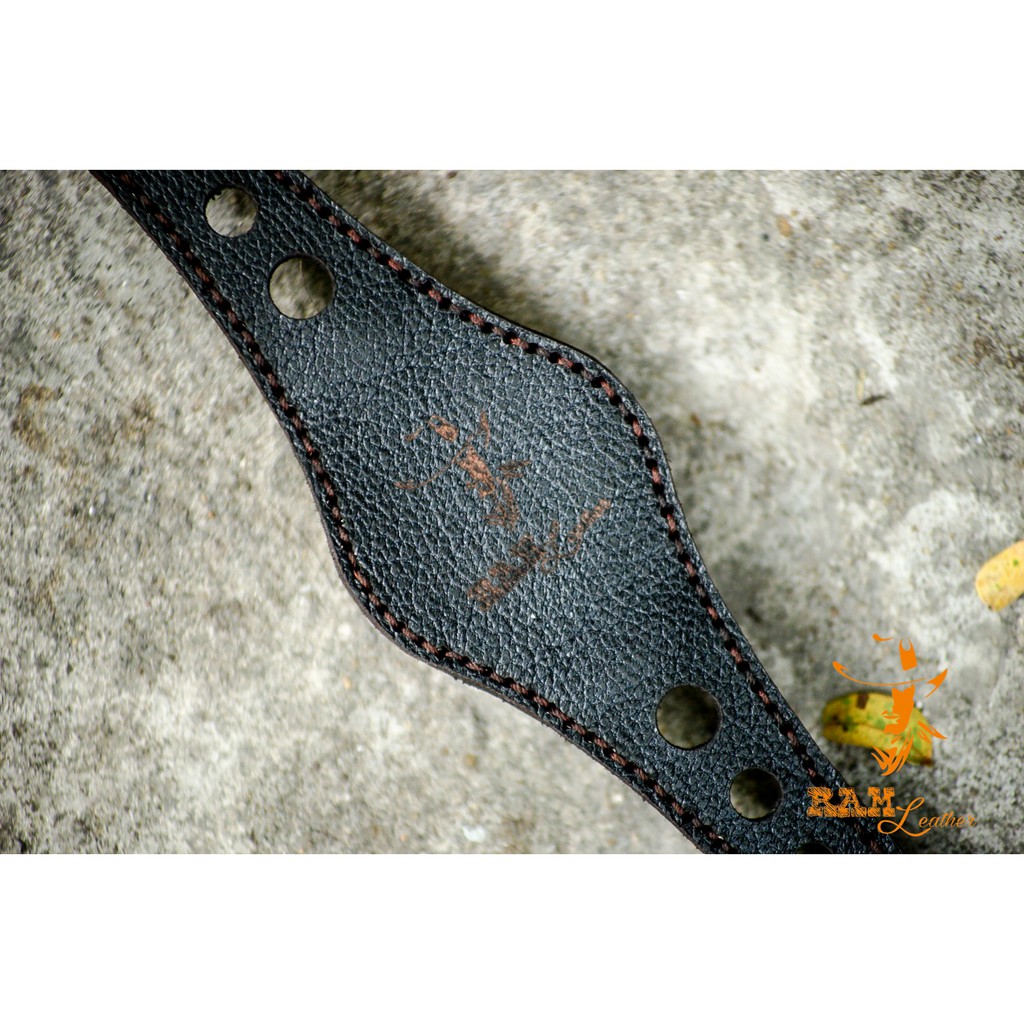 Dây Đồng Hồ Da Dê Đen Kiểu Quân Đội Chống Mồ Hôi RAM Leather Bundstrap Bx2 Bền Đẹp