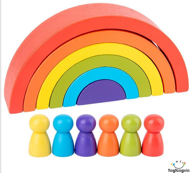 Bộ Đồ Chơi Xếp Hình Cầu Vồng Bằng Gỗ Dành Cho Bé