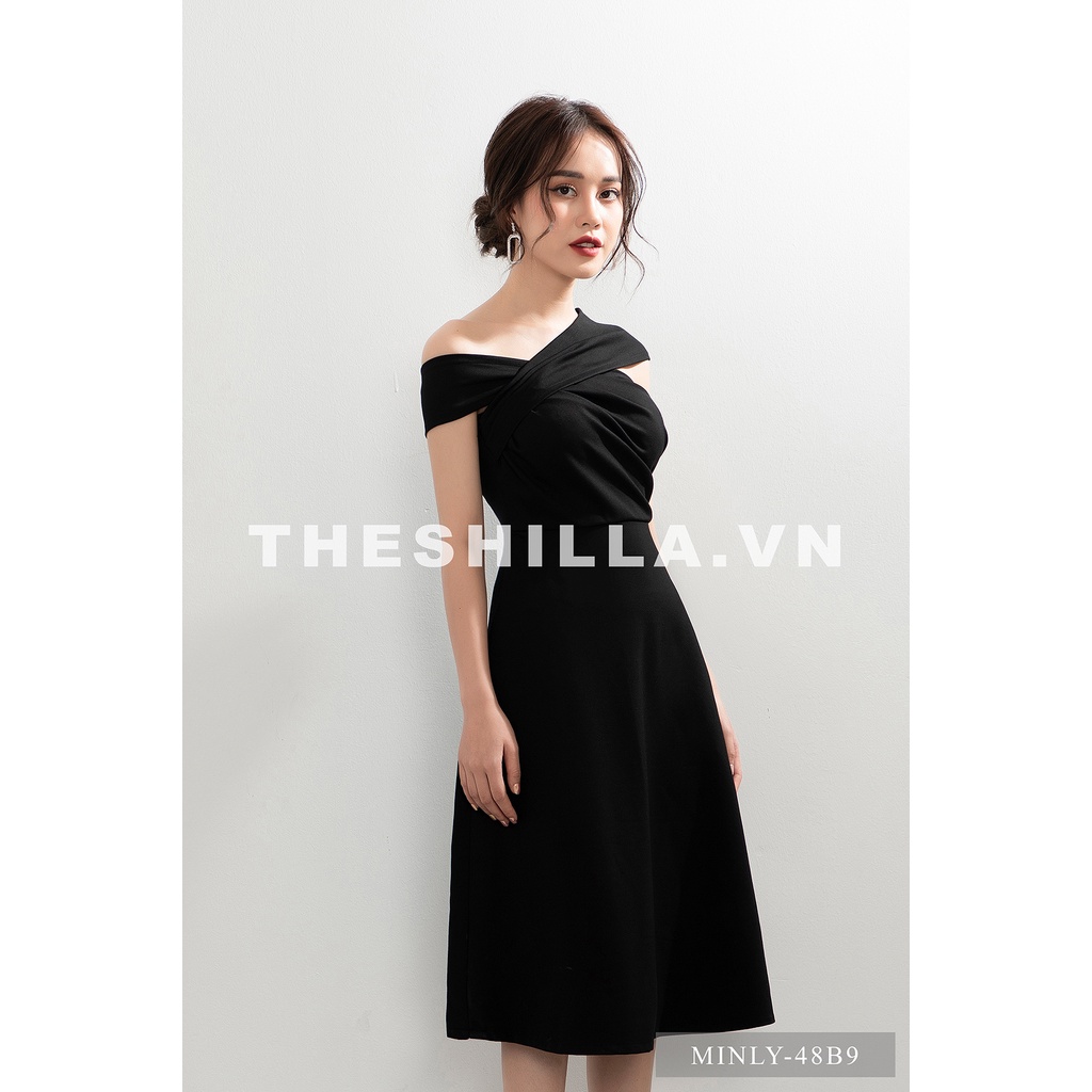 Váy thiết kế cao cấp màu đen lệch vai fom dài sang trọng [ Có video + Ảnh thật ] The Shilla - Minly-48B8