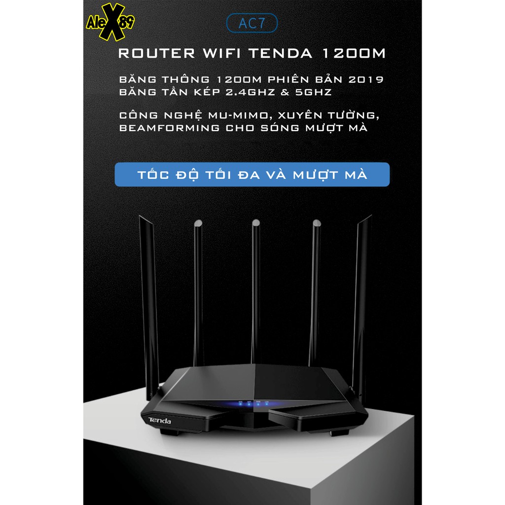 Xã Kho[English Firmware] Tenda AC7 Thiết Bị Phát Wifi 1200M- Nhập Khẩu (Bảo Hành 12T)