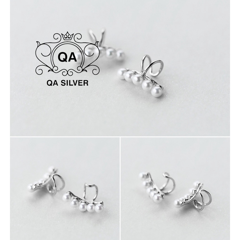 Khuyên tai bạc 925 nữ kẹp vành không cần lỗ ngọc trai giả S925 PEARL QA SILVER Earrings EA220406