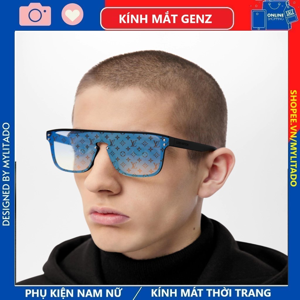 Kính mát nam nữ Hàng Hiệu LV GENZ chống UV400, thiết kế mắt vuông dễ đeo màu sắc thời trang 1082