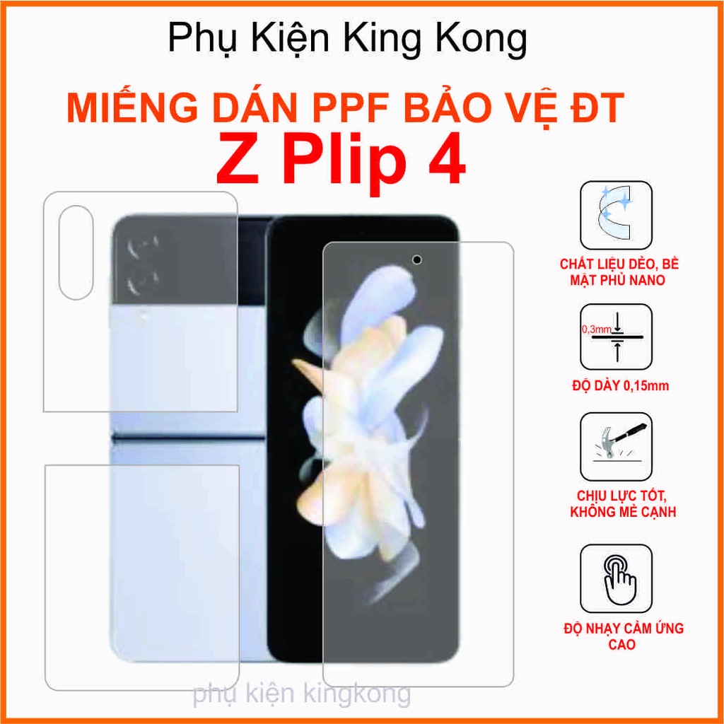 Miếng dán Ppf Samsung Z plip 4 Miếng dán chống bám vân tay bảo vệ trước sau