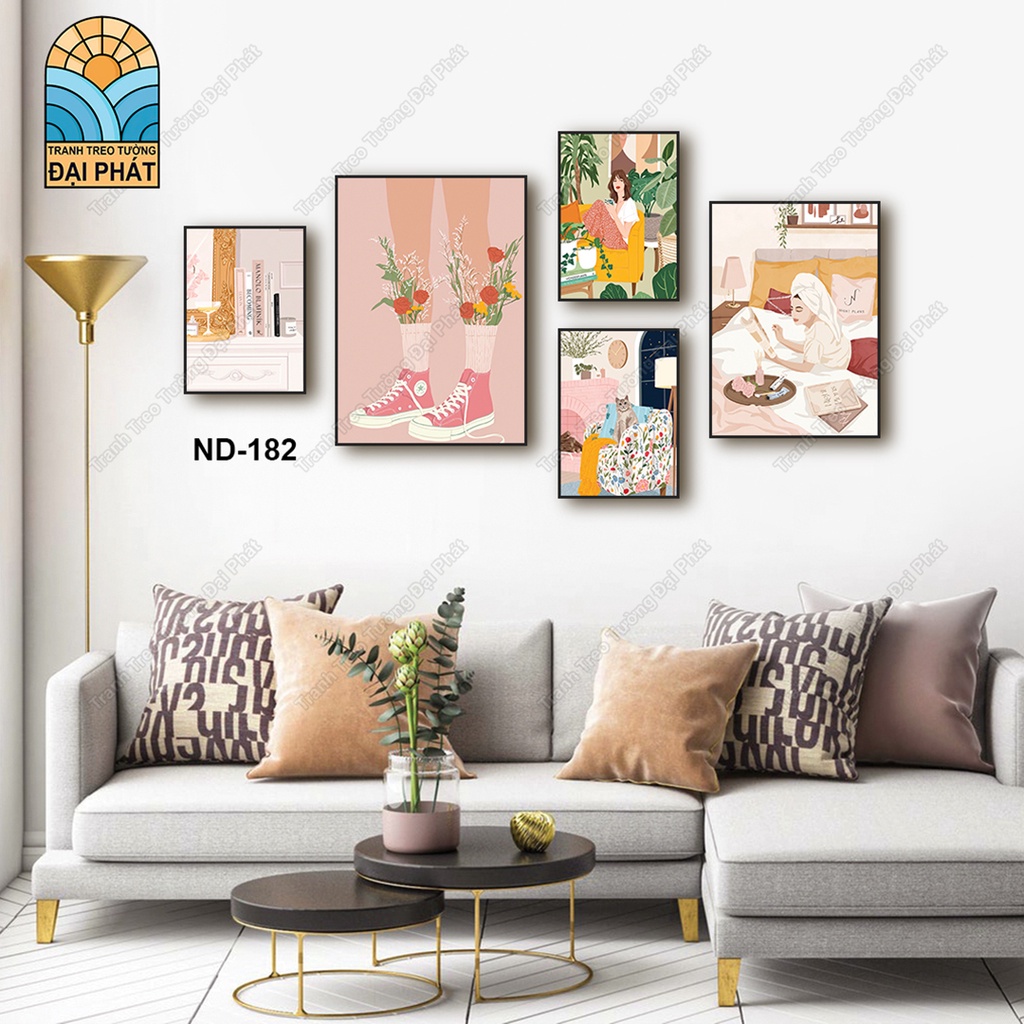 SET BỘ 5 TRANH TREO TƯỜNG TRÁNG GƯƠNG CAO CẤP TREO PHÒNG KHÁCH, PHÒNG NGỦ HIỆN ĐẠI