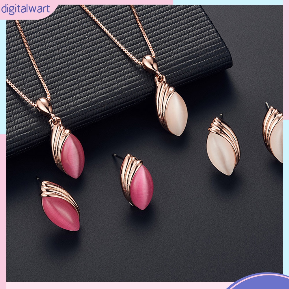 Bộ Dây Chuyền + Bông Tai Đính Đá Thời Trang Sang Trọng Cho Nữ