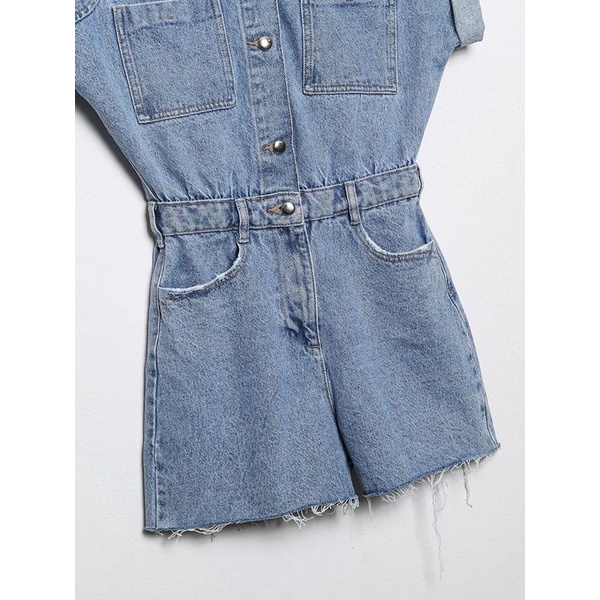 Jumpsuit denim dáng ngắn ZR