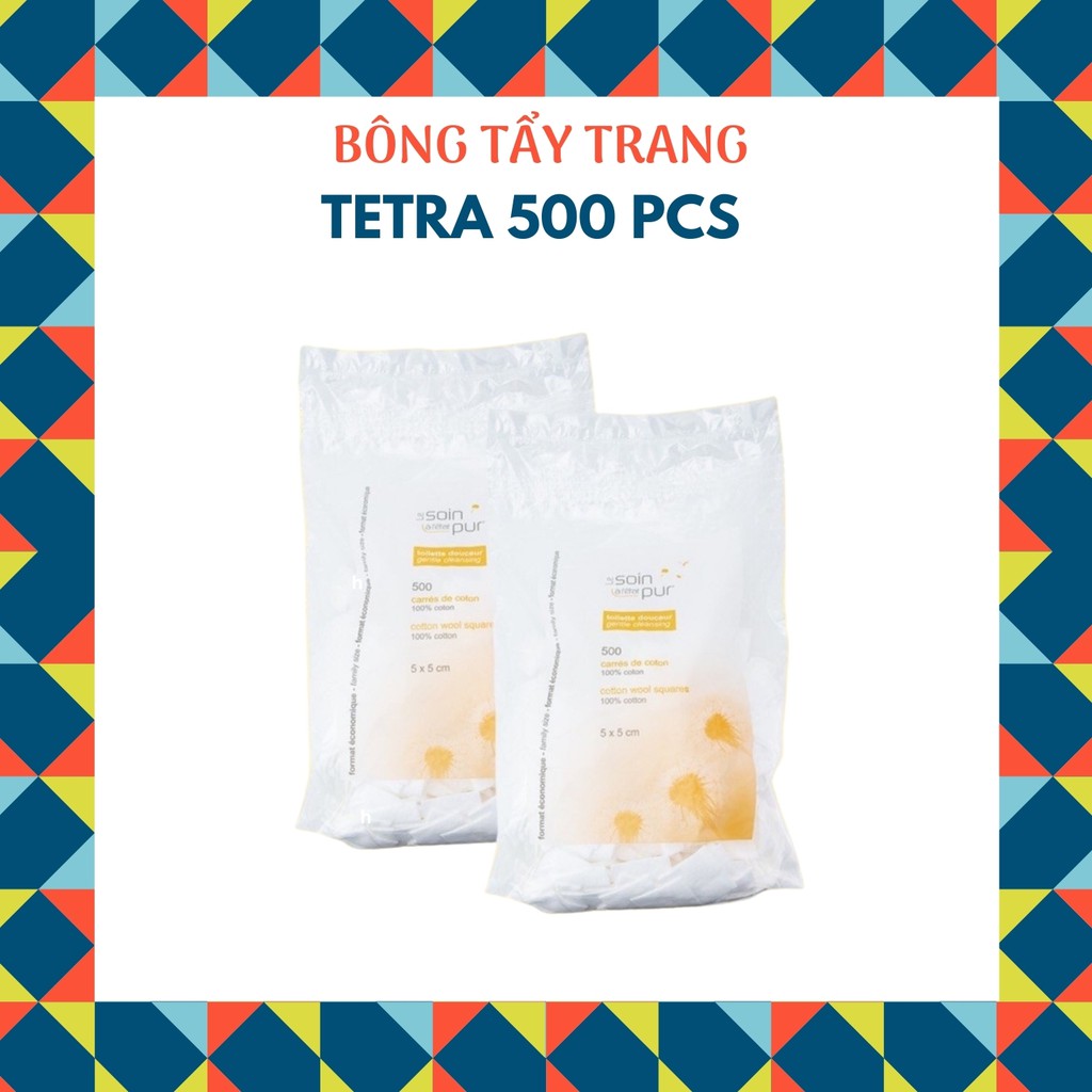 ( Date 2026) Bông tẩy trang Tetra 600 miếng, 500 miếng của Pháp.