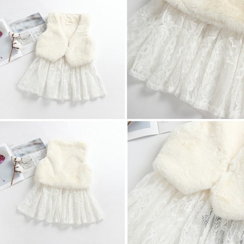 Áo khoác vest có ren thời trang mùa đông cho bé gái
