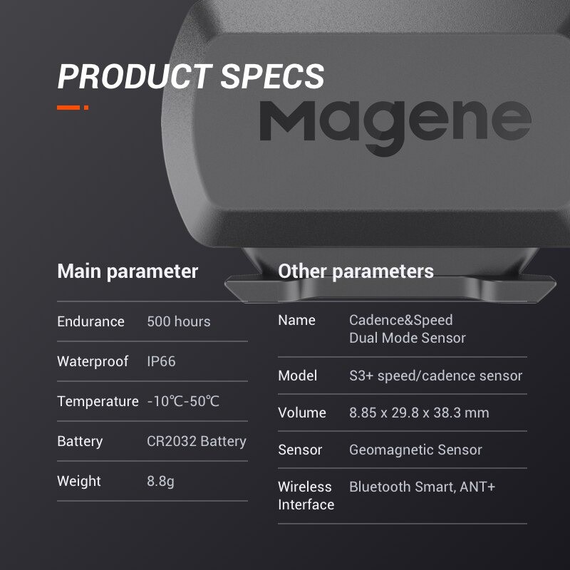 Bộ Cảm Biến Xe Đạp MAGENE Gemini 210 S3+ Cảm Biến Tốc Độ/ Vòng Tua Chân Kêt Nối Blutooth/ANT+