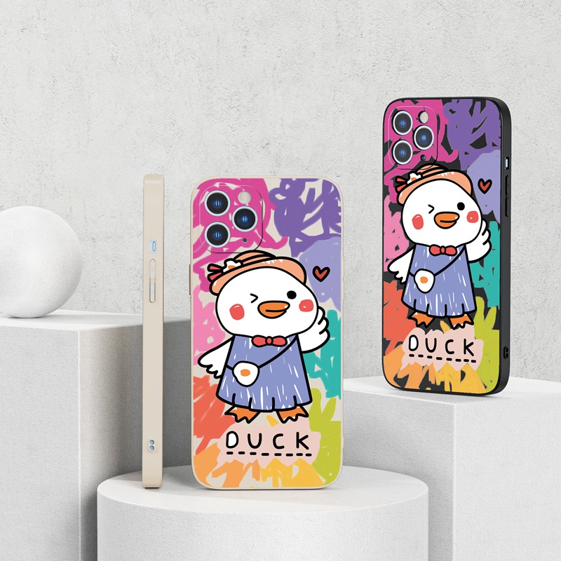 Ốp lưng iphone Suntaiho Ốp lưng iphone Ốp Điện Thoại silicon mềm họa tiết con vịt đáng yêu cho iPhone 13 12 11 pro max x xr xs max 7 8 plus