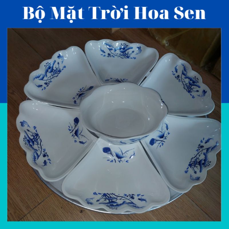 Bộ bát đĩa hoa mặt trời  lá sen giá rẻ cao cấp Minh Châu 7 chi tiêt.