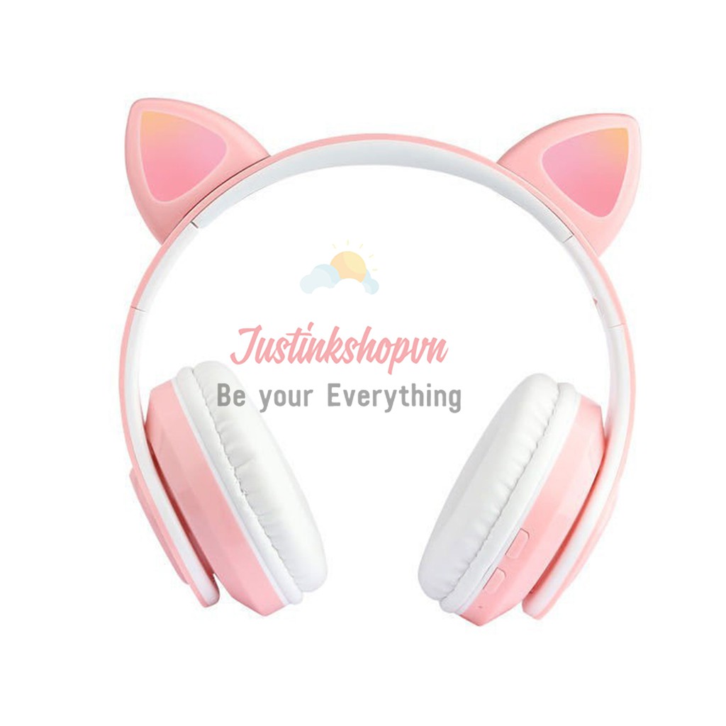 Tai nghe đèn Led tai mèo cat ear dễ thương dùng Bluetooth B39 có dây nối với máy tính, điện thoại, ipad,- JLVQ-4994-TNBT