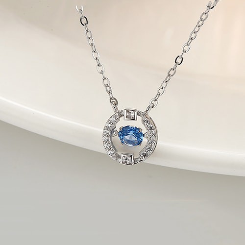 Dây Chuyền Bạc Ý S925 Thiết Kế Vòng Tròn Đính Đá Lấp Lánh Bảo Ngọc Jewelry DB1674