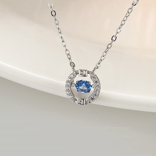 Dây Chuyền Bạc Ý S925 Thiết Kế Vòng Tròn Đính Đá Lấp Lánh Bảo Ngọc Jewelry DB-1674