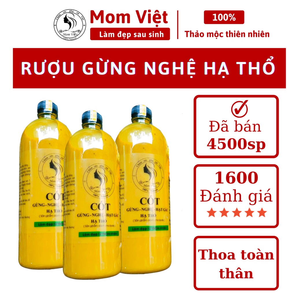 CỐT RƯỢU GỪNG NGHỆ HẠT GẤC HẠ THỔ - CỐT ĐẬM ĐẶC MomViet GIẢM EO THÂM  RẠN GIÚP GIỮ ẤM LÀM ĐẸP CHO BÀ BẦU MẸ SAU SINH