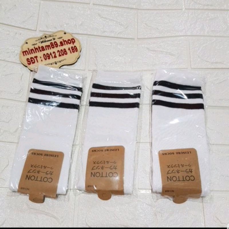Sỉ lẻ &quot; Tất dài ngang gối màu trơn phối sọc thời trang dài từ 33_34, loại 40_45cm