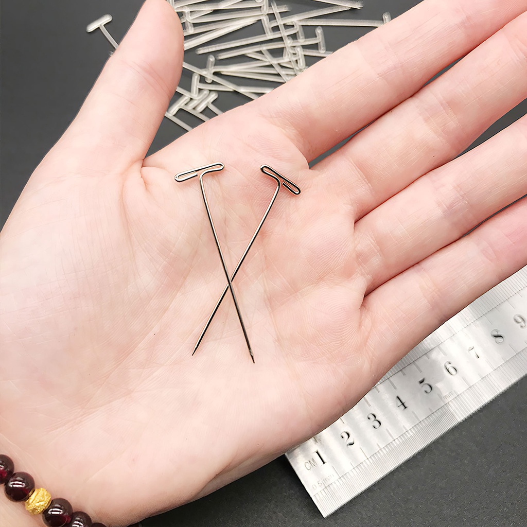 Steel T-Pins 150pcs T-Pin Needles Rust-Proof Wig Making Pin Portable T Shaped Pin Wig Needles with Plastic Box for Wig