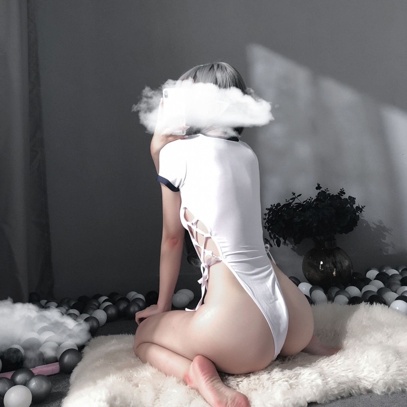 Bodysuit liền thân trắng gợi cảm cosplay học sinh quyến rũ LG125