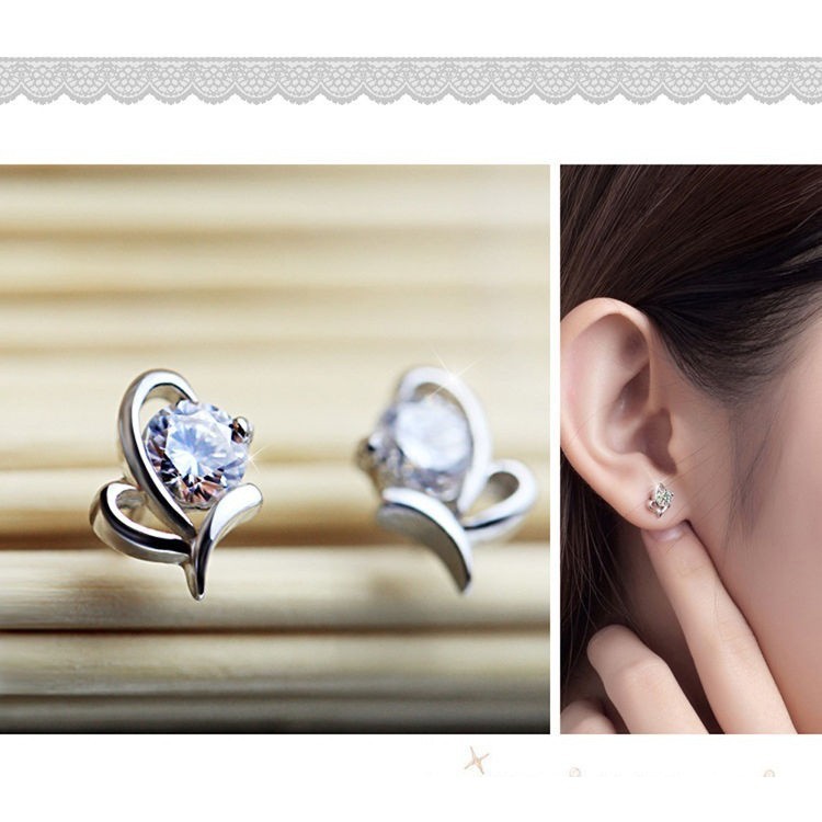 Hoa tai bạc 925 đính đá sang trọng