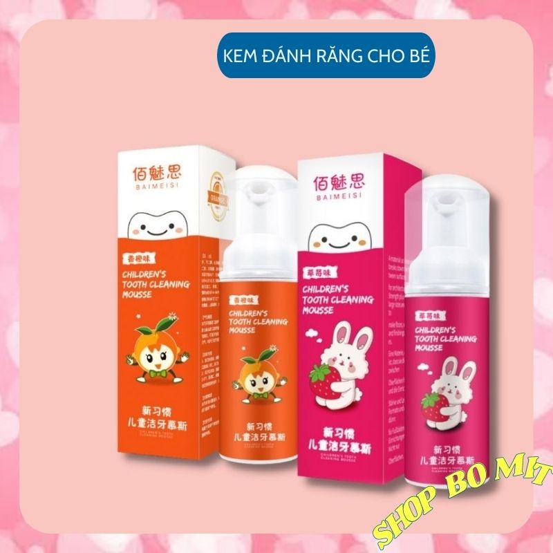 Kem đánh răng cho bé trẻ em nuốt được 1-2-3-12 tuổi dạng bọt SHOPBOMIT KDR01