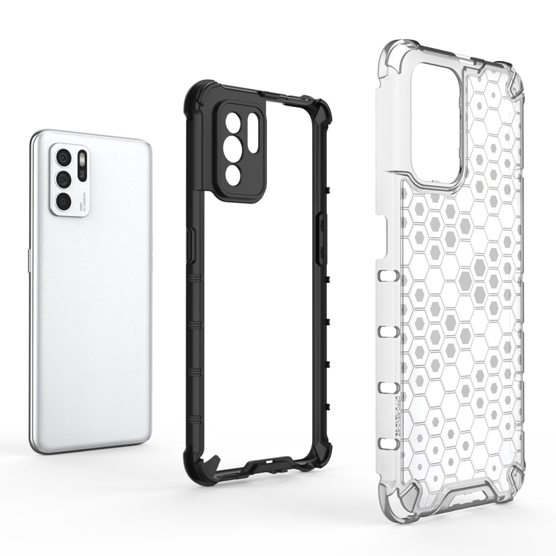 Ốp điện thoại trong suốt vân tổ ong chống rơi đơn giản cho Oppo Reno 6 Z / Reno6Z / Reno6 Z / Reno 6z 5g