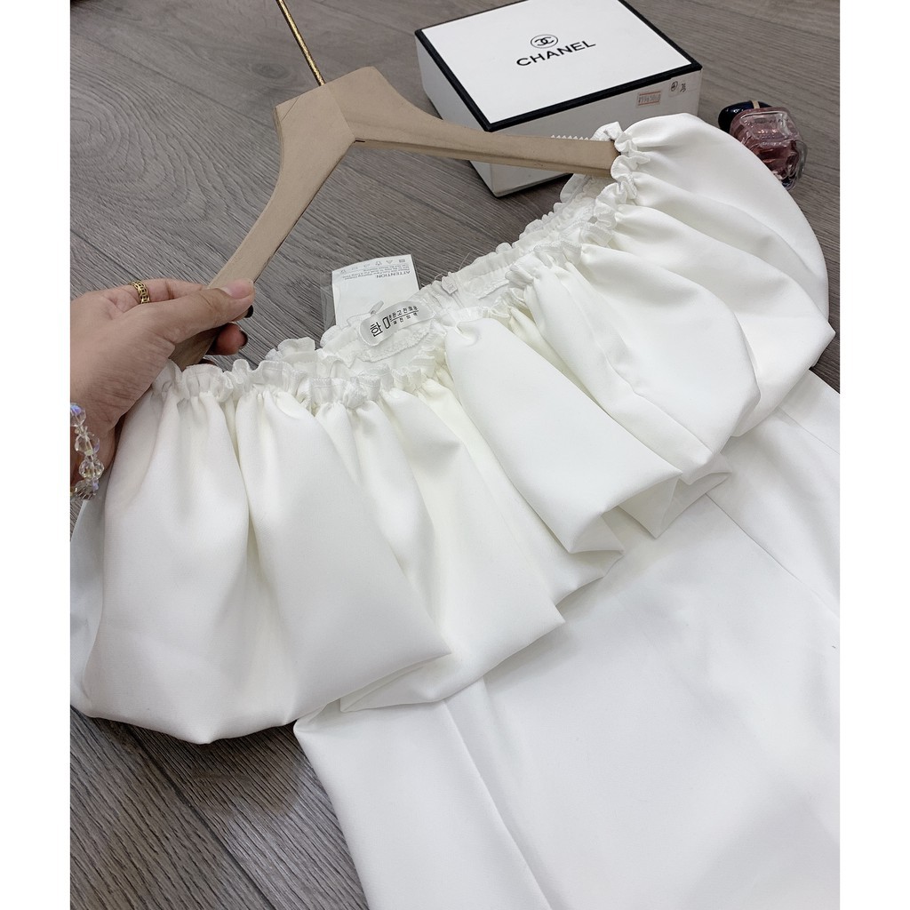 Đầm dự tiệc trắng trễ vai bèo cao cấp 💖 Váy trắng dự tiệc mùa hè xinh đẹp 💖 Freesize <60kg | BigBuy360 - bigbuy360.vn