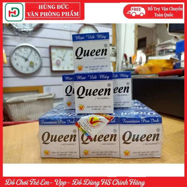 Mực viết bút máy Queen 3 màu cho các con lựa chọn, mực chảy đều mực, màu tươi, bóng,chuẩn theo màu tiêu chuẩn